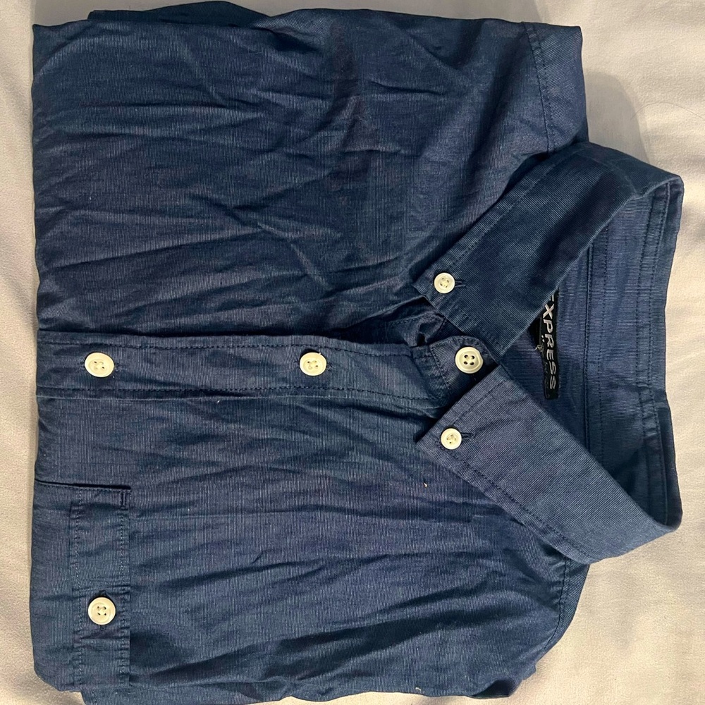 Express Mens Medium Blue Long Sleeve Button Down